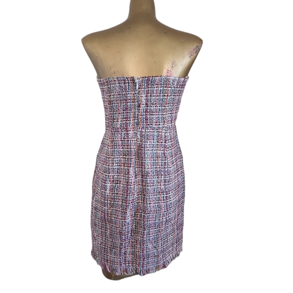 NWT Selfie Leslie Edith Strapless Tweed Multi Colored Mini Dress Sz L - Picture 5 of 8
